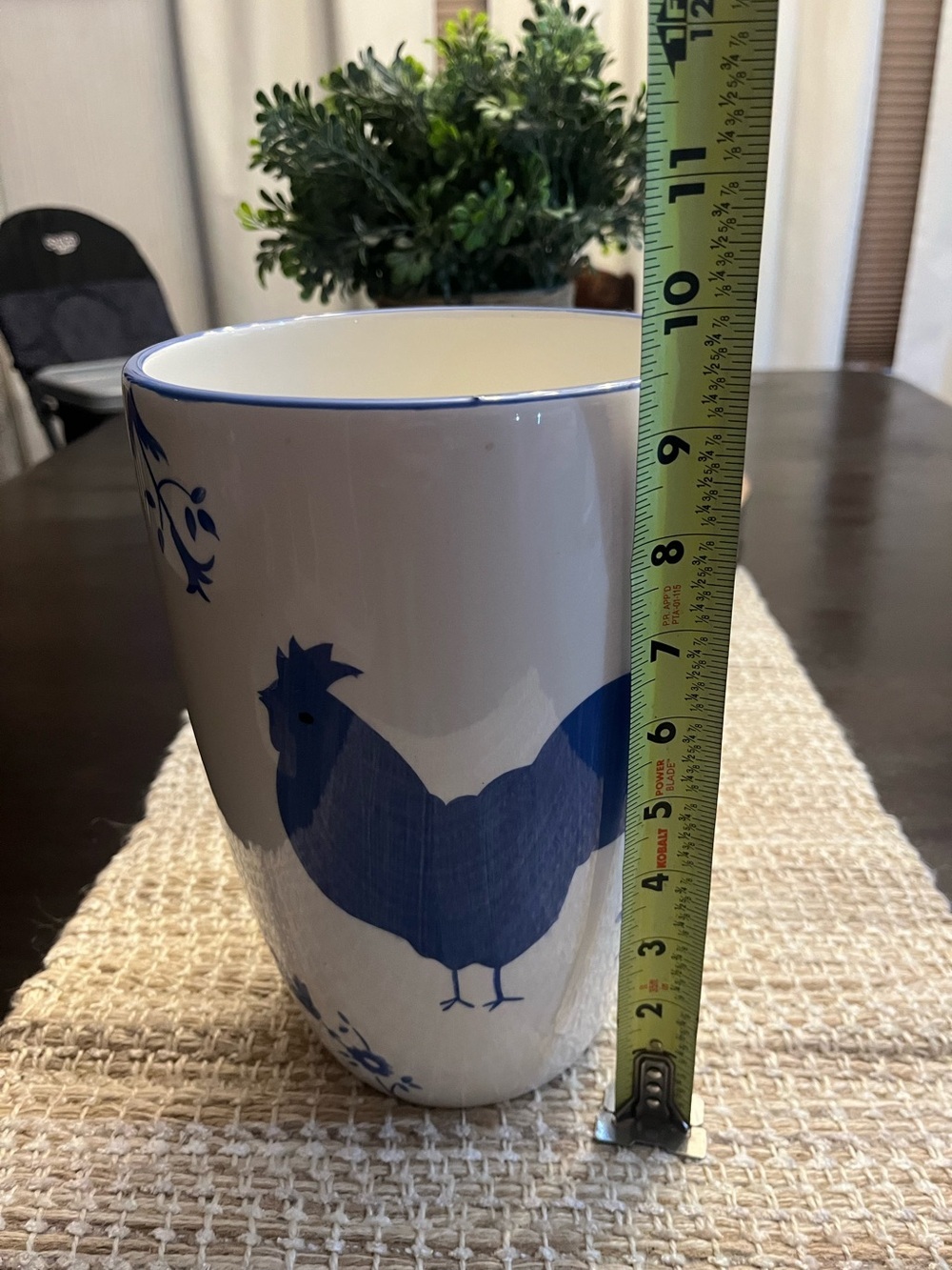 Farmhouse Style Blue & White Chicken / Rooster Vase - Picture 6 of 7